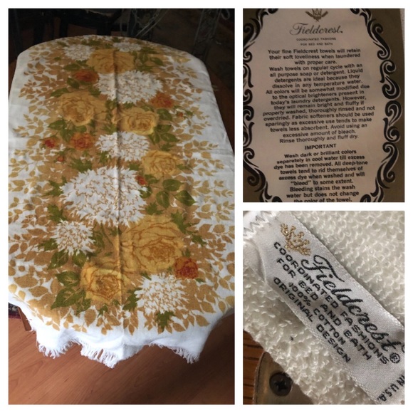 Vintage FIELDCREST Floral Print Towel - Picture 2 of 5